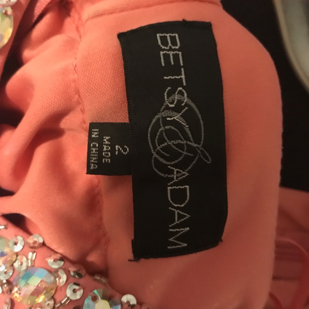 Betsy and Adam salmon-pink cut out prom dress - Picture 6 of 7